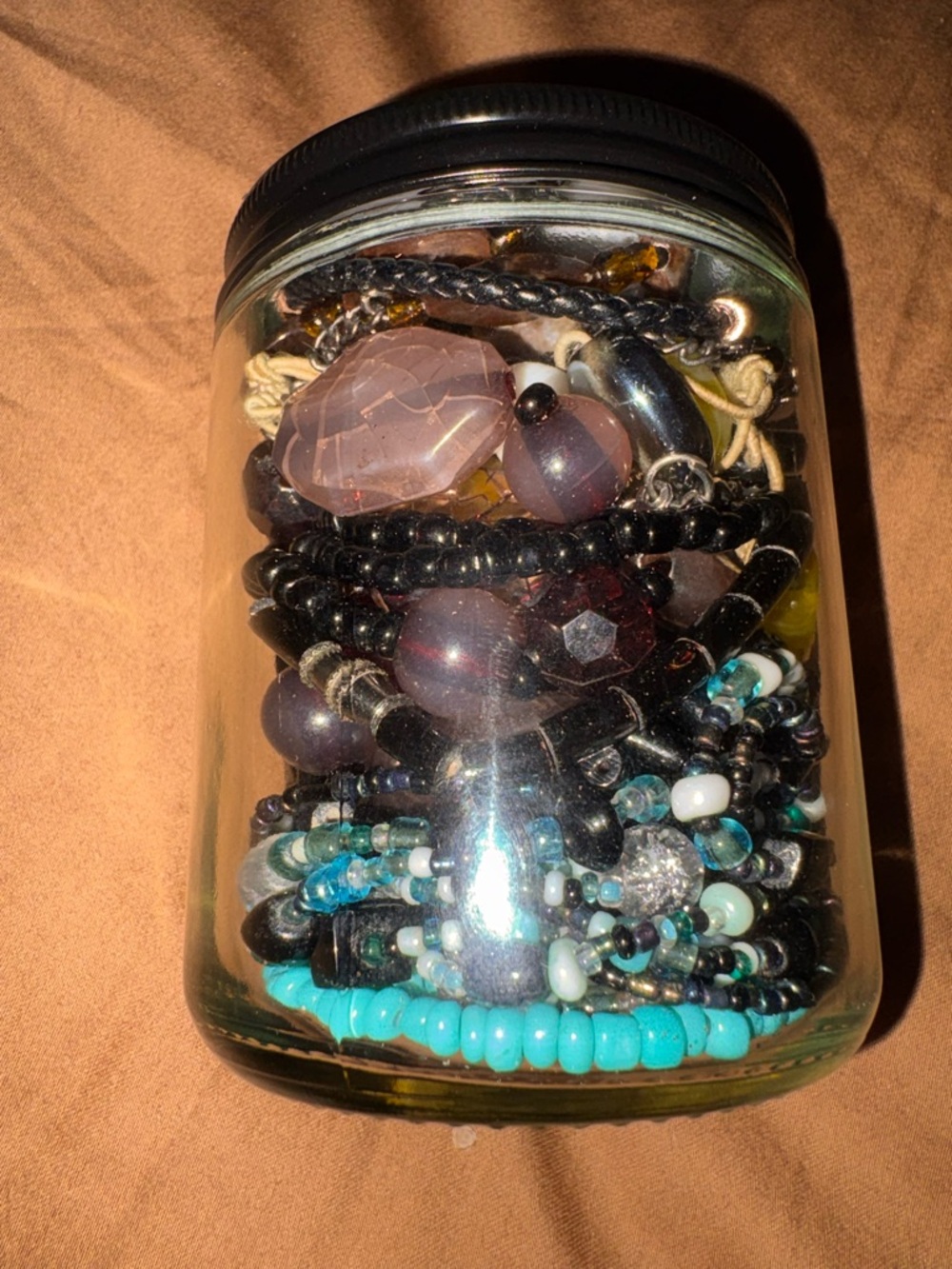 Boho Jewelry Jar Wearable Beaded Bundle | Turquoise + Earth Tones